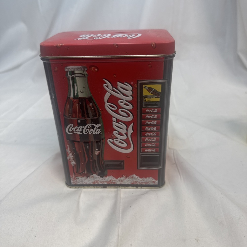 Vintage Coca Cola Tin Vending Machine Coin Bank Collectible